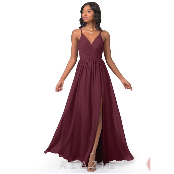 Azazie Gracie Bridesmaid Dress in Cabernet - Picture 1 of 12